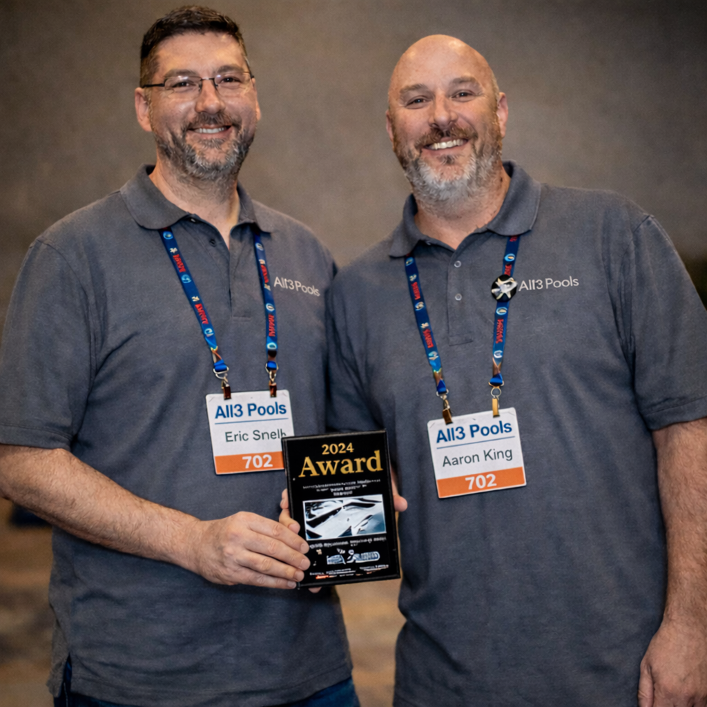 Eric and Aaron King of All3 Pools receiving 2024 ICF Builder Magazine award